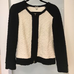 Black & ivory boucle sweater jacket